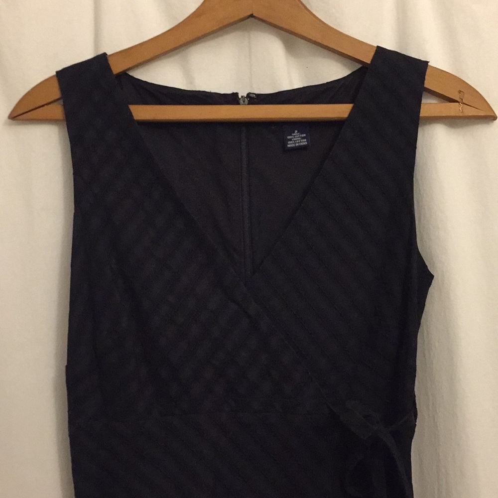 Ann Taylor Dress Black eyelet faux wrap 2
